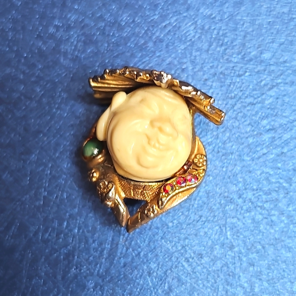 HAR Carved Buddha Brooch Rare